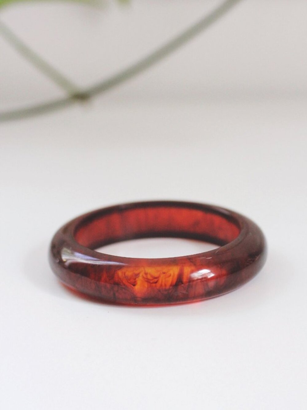 Vintage Translucent Marbled Bangle Bracelet Amber Rootbeer Tortoiseshell Swirl